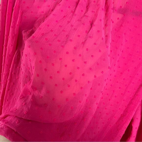 Torrid Pink Chiffon Clip Dot Ruffle Neck Tie Front Top 3X NWT 40286187 Barbie - Picture 10 of 14